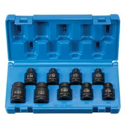 EAGLE TOOL US Grey Pneumatic 0.5 in. Drive External Star Impact Socket Set - 9 Piece GY1319ET